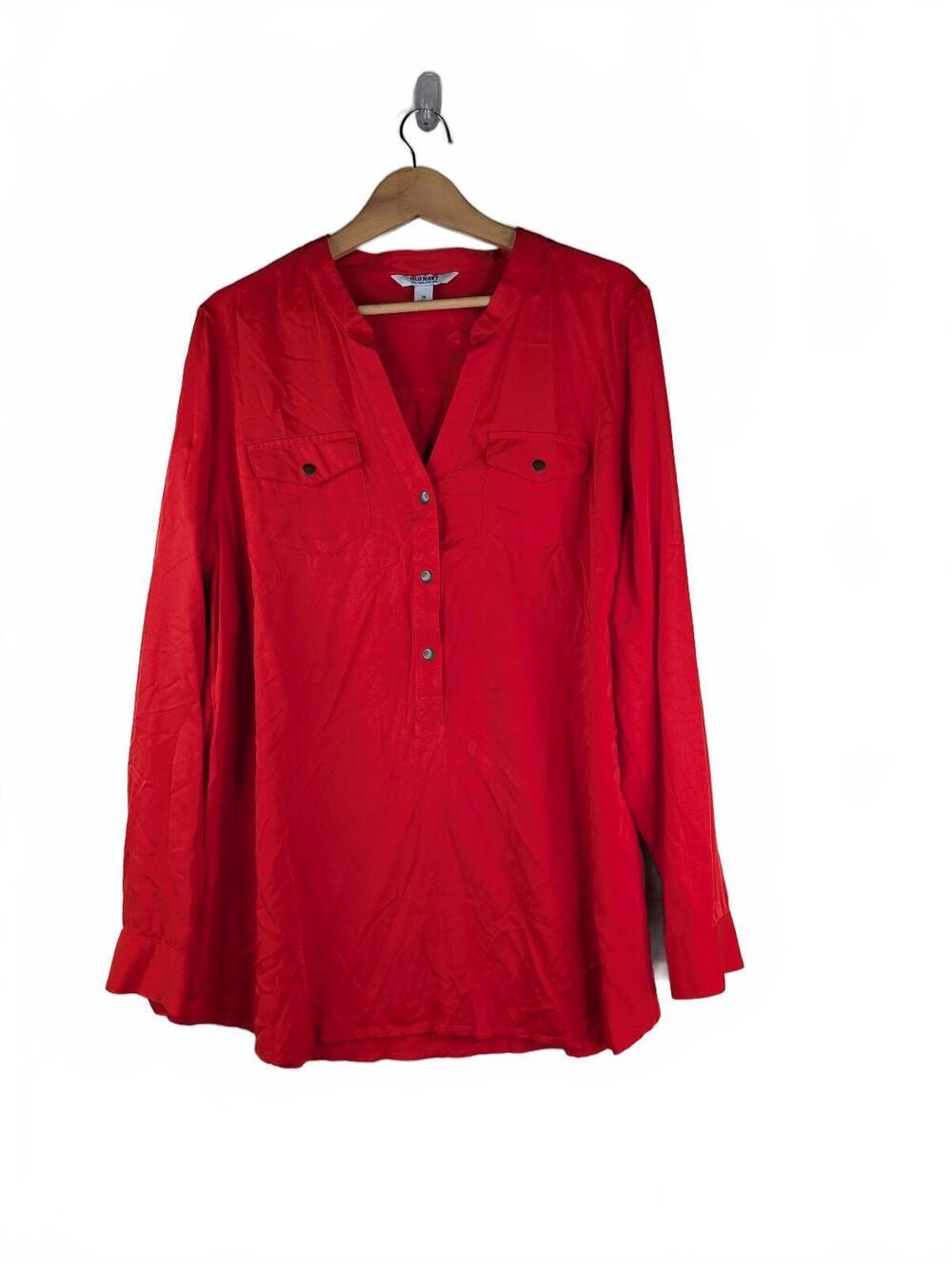 Old Navy Long Sleeve Tunic Blouse in Vibrant Orange   Size 1X
